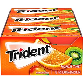 【中古】【輸入品・未使用】Trident 熱帯ツイストシュガーフリーガム - キシリトールと - 12パック（168個合計）