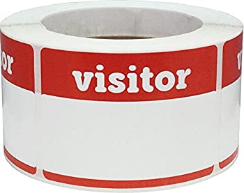 【中古】【輸入品・未使用】Visitor Label レッド 空白スペース 名前を入れられる 3 1/2 x 2 1/2インチ 長方形 500枚 粘着ステッカー｜スカイマーケットプラス