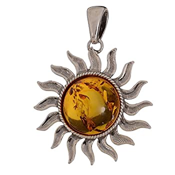 【中古】【輸入品・未使用】HolidayGiftShops スターリングシルバーとバルト海琥珀 サンペンダント (M)
