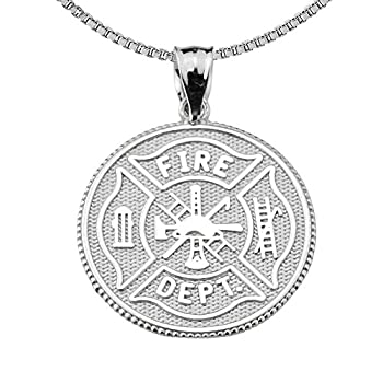 【中古】【輸入品・未使用】消防士マルタ十字架 スターリングシルバー 祈りの祝福ペンダントネックレス 22インチのチェーン