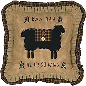 【中古】【輸入品・未使用】VHC Brands 調和 プリミティブ スロー Baa Blessings タン 18インチ x 18インチ 枕|スカイマーケットプラス