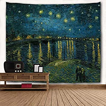 【中古】【インポート品・未当て嵌める】WIHVE アラス ヴァン・ゴッホ ローヌの星月夜 飾りつけ作物 ホームインテリア ポリエステルアラス リビングお部屋 臥し所 二階建てバスお部屋