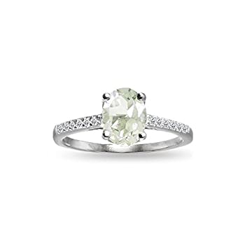 【中古】【輸入品・未使用】GemStar USA スターリングシルバー 非常にライトグリーンアメジストとホワイトトパーズ オーバルクラウンリング