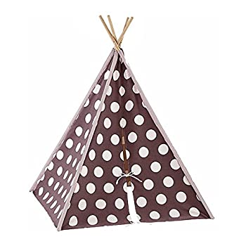 【中古】【輸入品・未使用】Modern Home Children's Canvas Tepee Set with Travel Case - Brown/White Polka Dot [並行輸入品]
