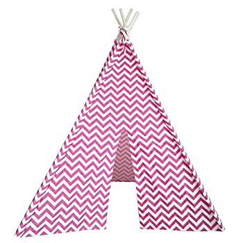 【中古】【輸入品・未使用】Modern Home Children's Oxford Tepee Set with Travel Case - Pink Chevron [並行輸入品]
