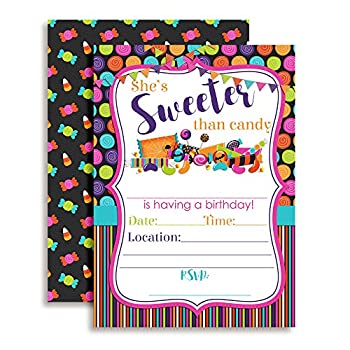 【中古】【輸入品・未使用】Halloween Candy Birthday Party Invitations%ｶﾝﾏ% Ten 13cm x 18cm Fill In Cards with 10 White Envelopes by AmandaCreation｜スカイマーケットプラス