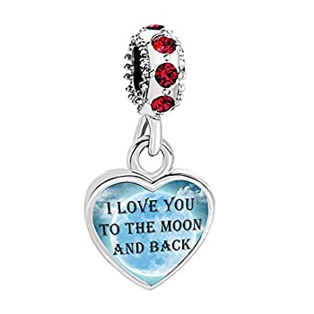 【中古】【輸入品・未使用】CharmsstoryハートI Love You To The Moon And Backダングルの赤合成クリスタルビーズチャームブレスレット