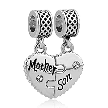 【中古】【輸入品・未使用】lilyjewelryママ母息子のLoveハートチャームビーズヘビチェーンブレスレット
