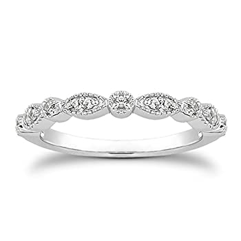 【中古】【輸入品・未使用】(エスペア) espere Milgrain Marquiseシリーズ 婚約指輪 ラウンドキュービックジルコニア スターリングシルバー プラチナメッキまたはローズゴー