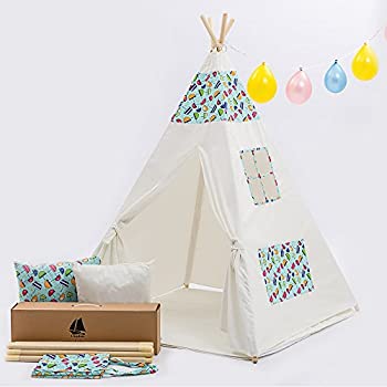 【中古】【輸入品・未使用】UKadouキャンバスTeepeeテント - 子供たちは屋内テントハウスインドティピテントを演奏する [並行輸入品]｜スカイマーケットプラス