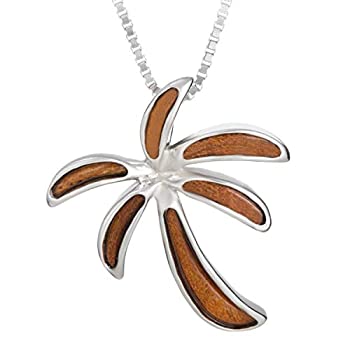【中古】【輸入品・未使用】Aloha Jewelry Company ネックレス ペンダント スターリングシルバー コアウッド ヤシの木 18インチのボックスチェーン付き