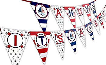 【中古】【輸入品・未使用】Ahoy It's A Boy Nautical Baby Shower Banner Pennant｜スカイマーケットプラス
