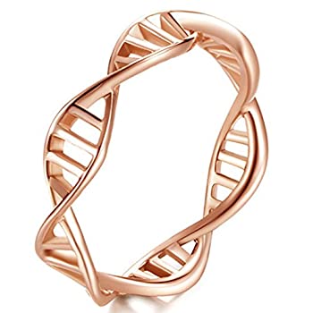 【中古】【輸入品・未使用】レディース ステンレススチール ローズゴールド DNA ヘリックス 化学 サイエンス分子リング ファッション クリエイティブ フィンガーバンド