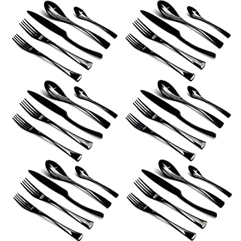 【中古】【インポート品・未当て嵌める】JANKNG 30-Piece 18/10 Stainless Steel Luxury Black Flatware Cutlery Set%ｶﾝﾏ% Serive for 6