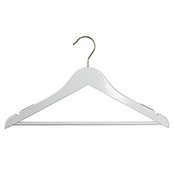 【中古】【輸入品・未使用】NAHANCO 20517WBGH Wooden Suit Hanger%ｶﾝﾏ% 17%ﾀﾞﾌﾞﾙｸｫｰﾃ%%ｶﾝﾏ% High Gloss White with Gold Hardware (Pack of 100) 141［並行輸入］
