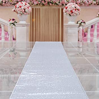 【中古】【輸入品・未使用】(4FTx4.9m%ｶﾝﾏ% Silver) - TRLYC Sparkle Carpet Runner Sequin Aisles Runner for Wedding-Silver 4ftx4.9m