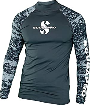 【中古】【輸入品・未使用】(Large%ｶﾝﾏ% Black) - ScubaPro Men's UPF 50 Short Sleeve Rash Guard