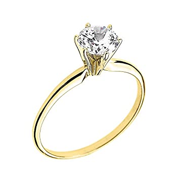 【中古】【輸入品・未使用】ソリティア婚約指輪 14Kイエローゴールド エレガント キュービックジルコニア|スカイマーケットプラス