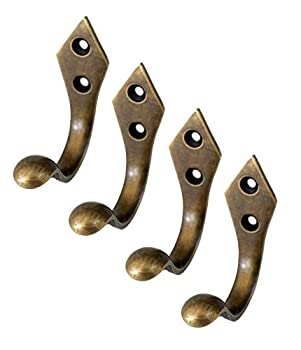 【中古】【輸入品・未使用】ローブフック素朴なヴィンテージ布ハンガーソリッド真鍮ブロンズ色4個