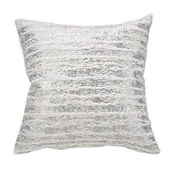 【中古】【輸入品・未使用】SARO LIFESTYLE コレクション フェイクファー つや消しメタリックホイルプリント枕 18インチ シルバー｜スカイマーケットプラス