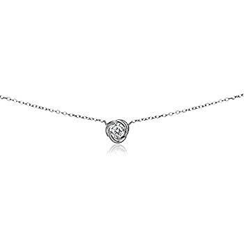 【中古】【輸入品・未使用】GemStar USA スターリングシルバー キュービックジルコニア ローズ ラブノット 優美なチョーカーネックレス