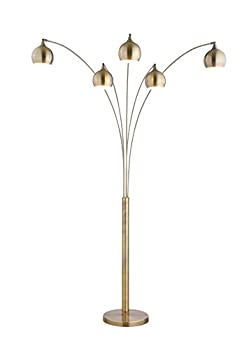 【中古】【輸入品・未使用】Artiva USA LED9656FAB Amore 86インチ 5アーチ型LEDフロアランプ 調光器付き アンティークサテン真鍮