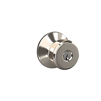 【中古】【輸入品・未使用】Schlage F51A BWE 618 PLY バワリーノブ プリムスのトリム付き 鍵付きエントリーロック 光沢ニッケル｜スカイマーケットプラス