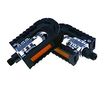 【中古】【インポート品・未当て嵌める】2 x ノン横すべり軽銀アロイマウンテンバイク銀輪折りたたみペダル アンバーリフレクター