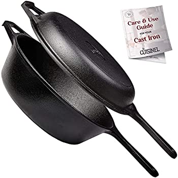 【中古】【輸入品・未使用】Pre-Seasoned Cast Iron 2-In-1 Multi Cooker | 3-Quart Dutch Oven and Skillet Lid Set Oven Safe Cookware | Use As Dutch Oven and Frying P