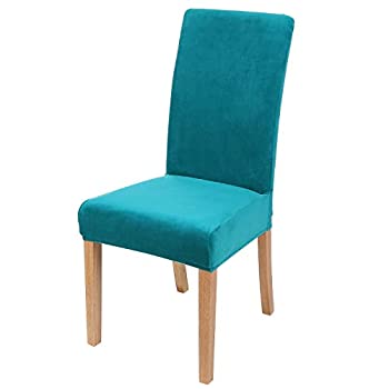 【中古】【輸入品・未使用】Smiry ベルベット ストレッチ ダイニングルーム チェアカバー ソフト 取り外し可能 ダイニングチェア スリップカバー 2枚セット ピーコックグリ