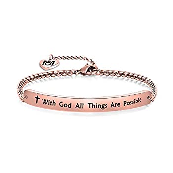 【中古】【輸入品・未使用】myospark宗教ジュエリーMatthew 19?: 26?%ダブルクォーテ% with God all things are possible %ダブルクォーテ% Cuffブレスレット