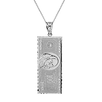 【中古】【輸入品・未使用】.925スターリングシルバー 1.4インチ Benjamin's 100ドル札 お金$チャームペンダント 長さ選択可%ｶﾝﾏ%