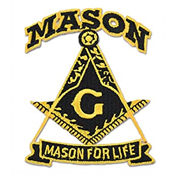 【中古】【輸入品・未使用】Mason for Life スクエア&コンパス ブラック&ゴールド 刺繍入り フリーメイソンパッチ 高さ3インチ|スカイマーケットプラス