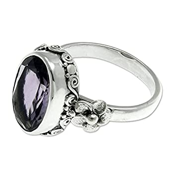 【中古】【輸入品・未使用】(ノヴィカ) NOVICA Frangipani Allureシリーズ アメジストリング オーバル型 .925スターリングシルバー ハンドメイド フローラル