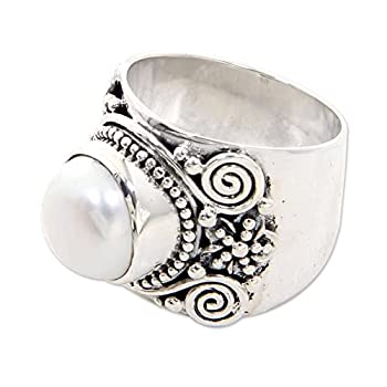 【中古】【輸入品・未使用】NOVICA 白い養殖淡水パール 925スターリングシルバーカクテルリング、ホワイトフランジパニ