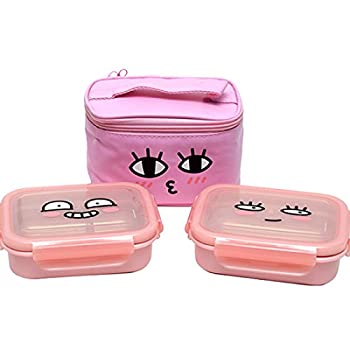 【中古】【輸入品・未使用】カカオフレンズ 弁当 2段の二重ロックステンバッグ 専用バッグ付き - アピーチ [並行輸入品]
