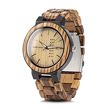 【中古】【輸入品・未使用】BOBO BIRD Mens Wooden Watch ボボバード メンズ 男性用 木製腕時計 アナログクォーツ 日付週表示 軽量(ブラウン)