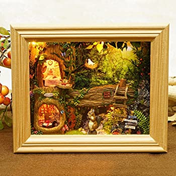 【中古】【輸入品・未使用】Flever Dollhouse Miniature DIY House Kit Creative Room With Furniture and Cover for Romantic Valentine's Gift(Home of Squirrel-Brown)