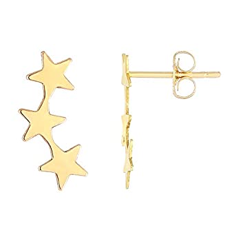 【中古】【輸入品・未使用】14K Yellow Gold 3 Star Climber Stud Earrings