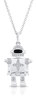【中古】【輸入品・未使用】Tilo Jewelry スターリングシルバー キュービックジルコニア ロボットペンダントネックレス シルバー