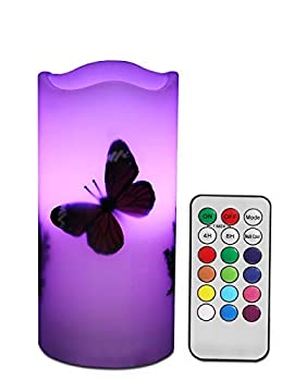 【中古】【輸入品・未使用】キャンドルライト電池式ledろうそく燈、リモコン機能、4/8時間を自動消燈設定、12カラー変換可能、本物蝋燭作り、飾って可愛い草や花と蝶の癒し