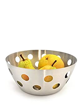 【中古】【輸入品・未使用】StainlessLUX 76324?Brushedステンレススチールフルーツボウル/パンバスケット、round-shaped with Polka Dot Design???Fine StainlessLUX Serve｜スカイマーケットプラス