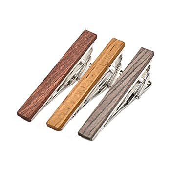 【中古】【輸入品・未使用】Merit Ocean Smart Men\'s Wood Tie Clip 3 pcs Natural Tie Bar 5.3cm in Gift Box