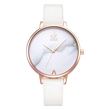 【中古】【輸入品・未使用】SK Women WatchesレザーバンドLuxury Quartz Watches Girlsレディース腕時計Relogio Feminino women's standard ホワイト