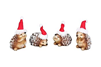 【中古】【輸入品・未使用】Small Pinecone Back Hedgehogs with Santa帽子3.5?X 2.5樹脂クリスマスFigurine Set of 4｜スカイマーケットプラス