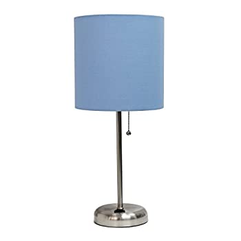 【中古】【輸入品・未使用】Limelights LT2024-PRPブラッシングスチールランプ 充電コンセントとファブリックシェード、パープル付き。 19.29 ブルー LT2024-BLU 1|スカイマーケットプラス