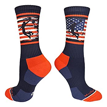 【中古】【輸入品・未使用】(Large%ｶﾝﾏ% Navy/Red/White) - MadSportsStuff USA American Flag Basketball Player Athletic Crew Socks｜スカイマーケットプラス