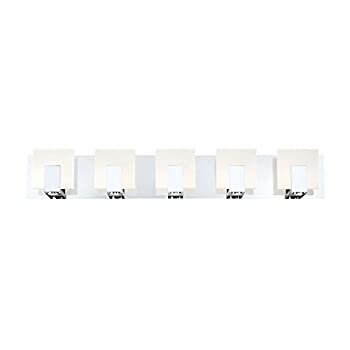 【中古】【インポート品・未当て嵌める】Eurofase 34145-012 キャンモア フロステッド アクリル樹脂 LED 風呂場 かざり付ける台 壁マウント 湿り気に満ちた点火装置 5灯 足し加えるワット40ワット 高さ5in x
