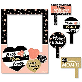 【中古】【輸入品・未使用】Big Dot of Happiness Best Mom Ever - 母の日 自撮りフォトブース写真フレーム&小道具 - 丈夫な素材に印刷