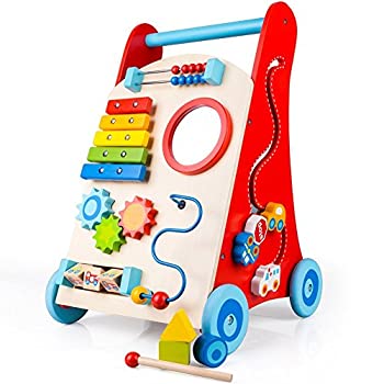 【中古】【輸入品・未使用】COSSY Wooden Baby Walker Toddler Toys for 1 Year Old%ｶﾝﾏ% Push and Pull Toy Learning Walking Toys (並行輸入品)